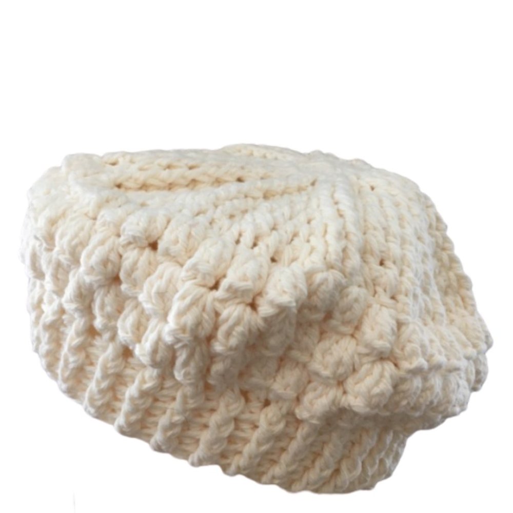 Handmade knitted wool beret.